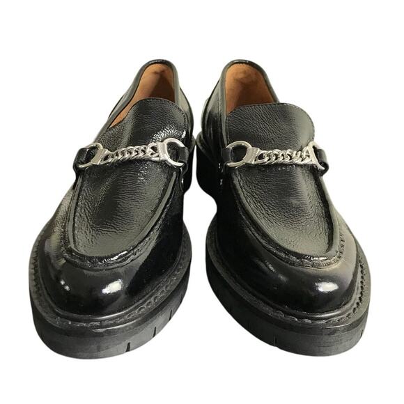 Rag & Bone Curtis Loafer Shoe Wmns Sz 40 Black Patent Leather 1 1/4" Heel Chunky - Picture 2 of 7